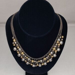 2 Strand Coppertone and Silvertone Ball Necklace